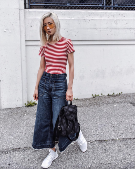 Jean Culotte Pants with Rbutus Athleisure Shoes from SKYE Footwear 